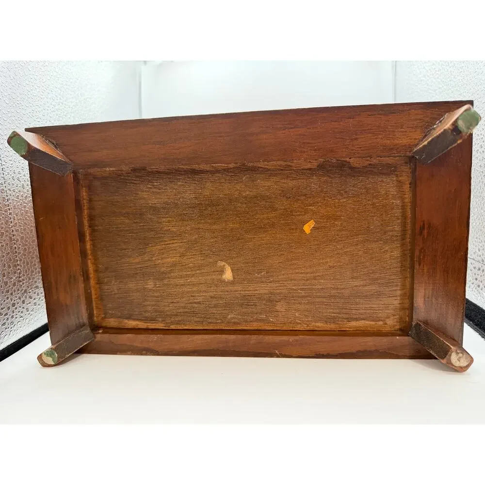 Vintage Wooden Jewelry Box Armoire Chest 3 Drawers Ring Roll Cabinet Organizer